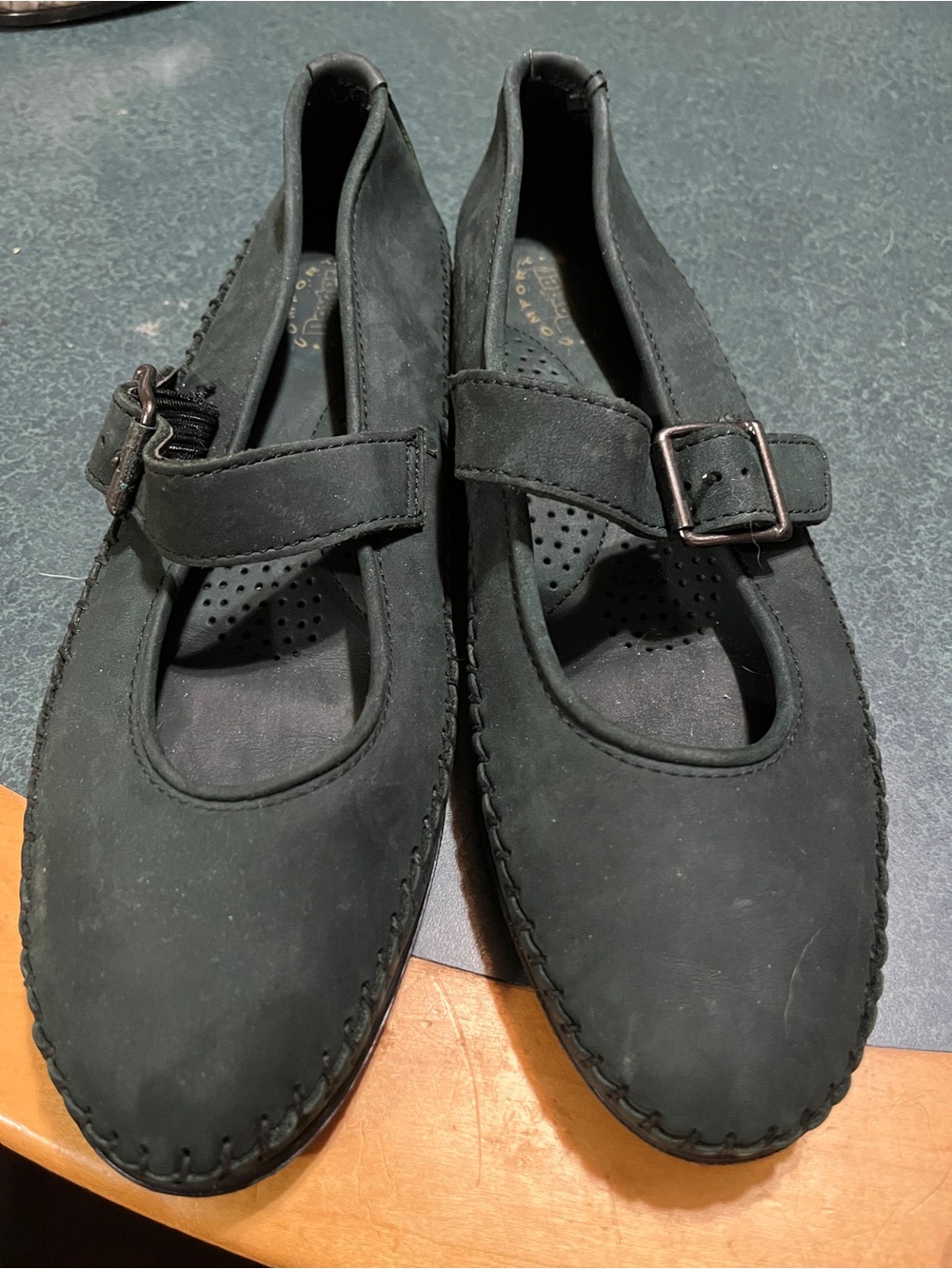 Dexter Dk Green Mary Jane Flats with Buckle 8M